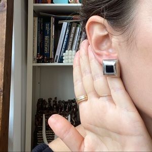 Vintage Sterling Silver & onyx earrings